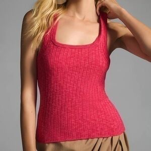 Anthropologie Pilcro Ribbed Square-Neck Sweater Tank